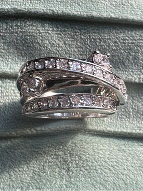 Vintage Camille Lucie CZ Multi-Row Spiral Ring